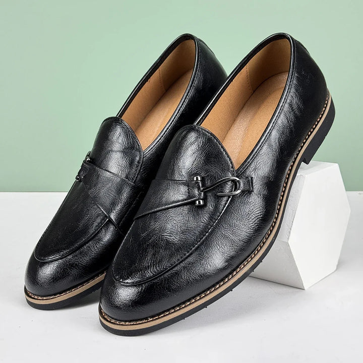 Men's Leather Bit Loafers | Classic Horsebit Dress Slip-On Shoes