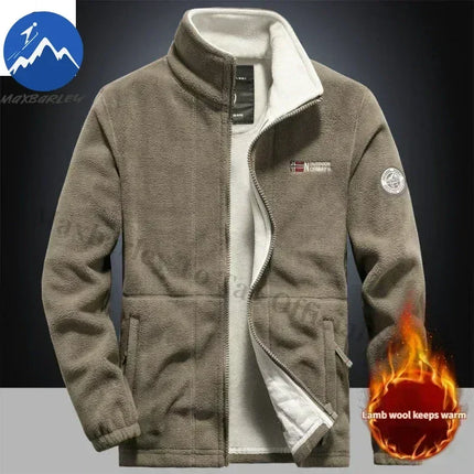 Men’s Thick Fleece Winter Jacket – Double-Pocket Hiking & Ski Outerwear