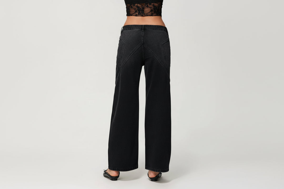 Women’s Low-Rise Wide-Leg Loose Denim Jeans – Solid Colour Spring Style-HighTouch
