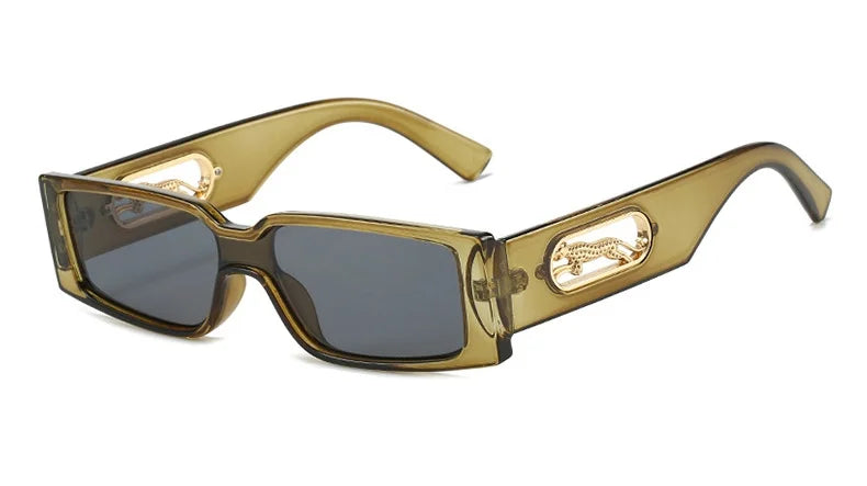 Small Retro Rectangular Leopard Print Sunglasses-HighTouch
