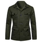 Retro British Linen Safari Jacket for Men-HighTouch