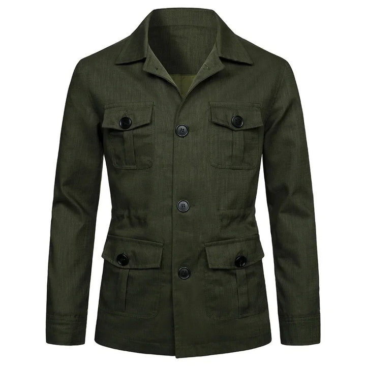 Retro British Linen Safari Jacket for Men-HighTouch