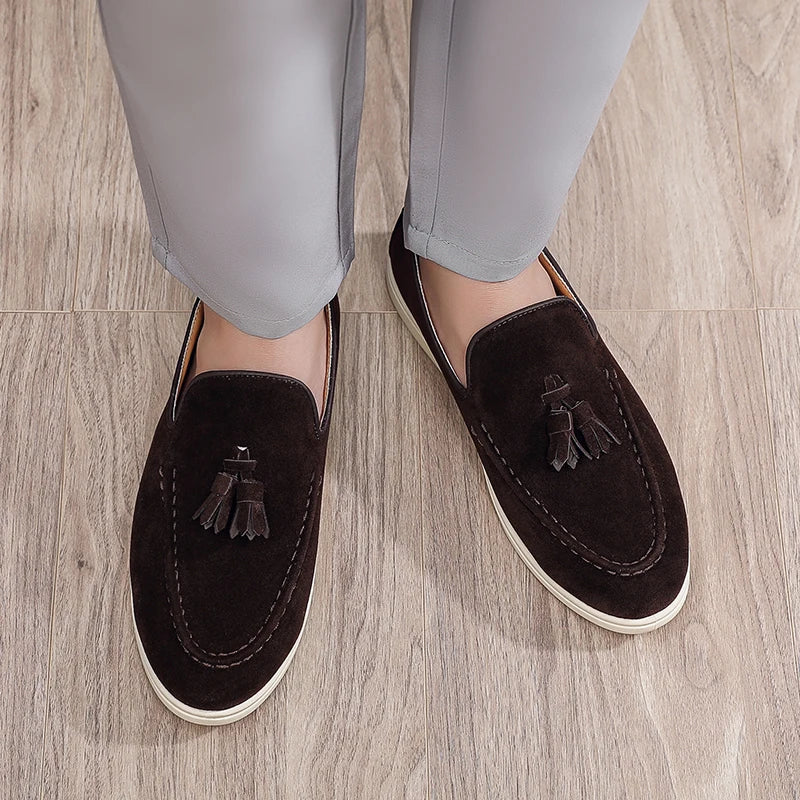 Luxury Suede & Leather Loafers – Men’s Slip-On Driving-HighTouch