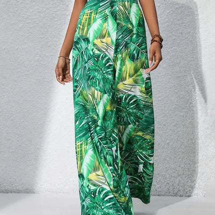 Qx Painted Mid-Rise Loose Chiffon Cropped Pants