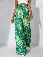 Qx Painted Mid-Rise Loose Chiffon Cropped Pants-HighTouch