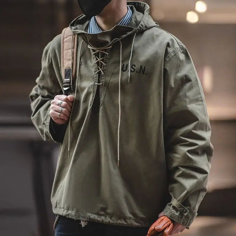 Cargo Drawstring Pullover Hoodie Men’s Jacket