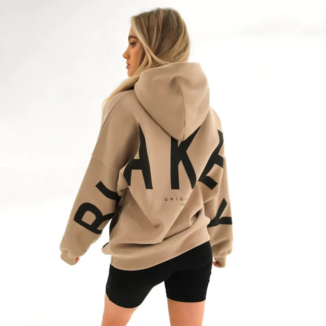 European American Fashion Printed Thick Loose Hoodie
