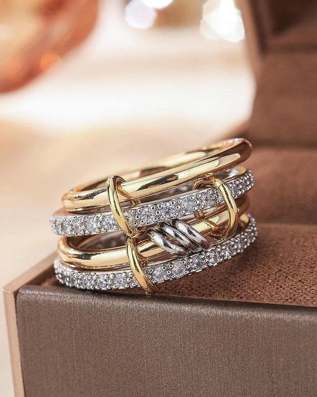 Two-Tone Hypoallergenic Copper Stackable Ring Set