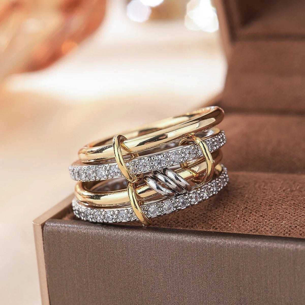 Two-Tone Hypoallergenic Copper Stackable Ring Set-HighTouch