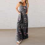 Retro Denim Button-Up Strappy Jumpsuit – Women’s Casual Pocket Overalls Romper-HighTouch