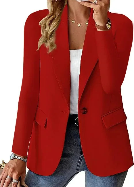 Women’s Casual Solid Blazer – Long Sleeve Turn-Down Collar Suit Coat