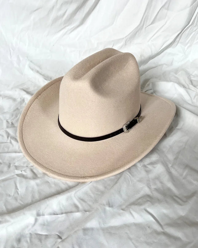 Classic Vintage Western Cowboy Hat – Leather Wide Brim Adjustable