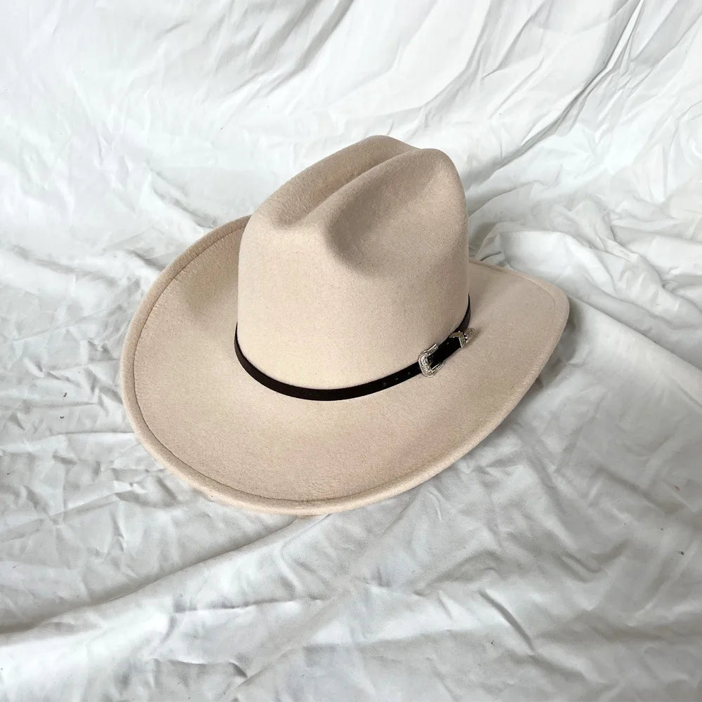 Classic Vintage Western Cowboy Hat – Leather Wide Brim Adjustable