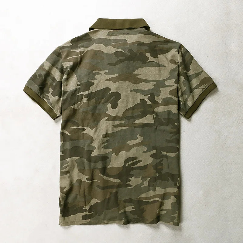 Breathable Camo Polo Tee – Summer Short-Sleeve Casual Men’s