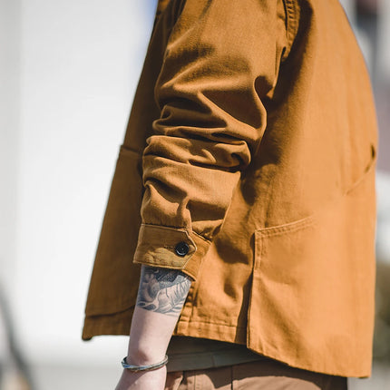 Multi-Pocket Cotton Workwear Jacket Men