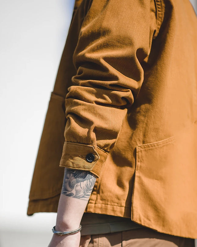 Multi-Pocket Cotton Workwear Jacket Men