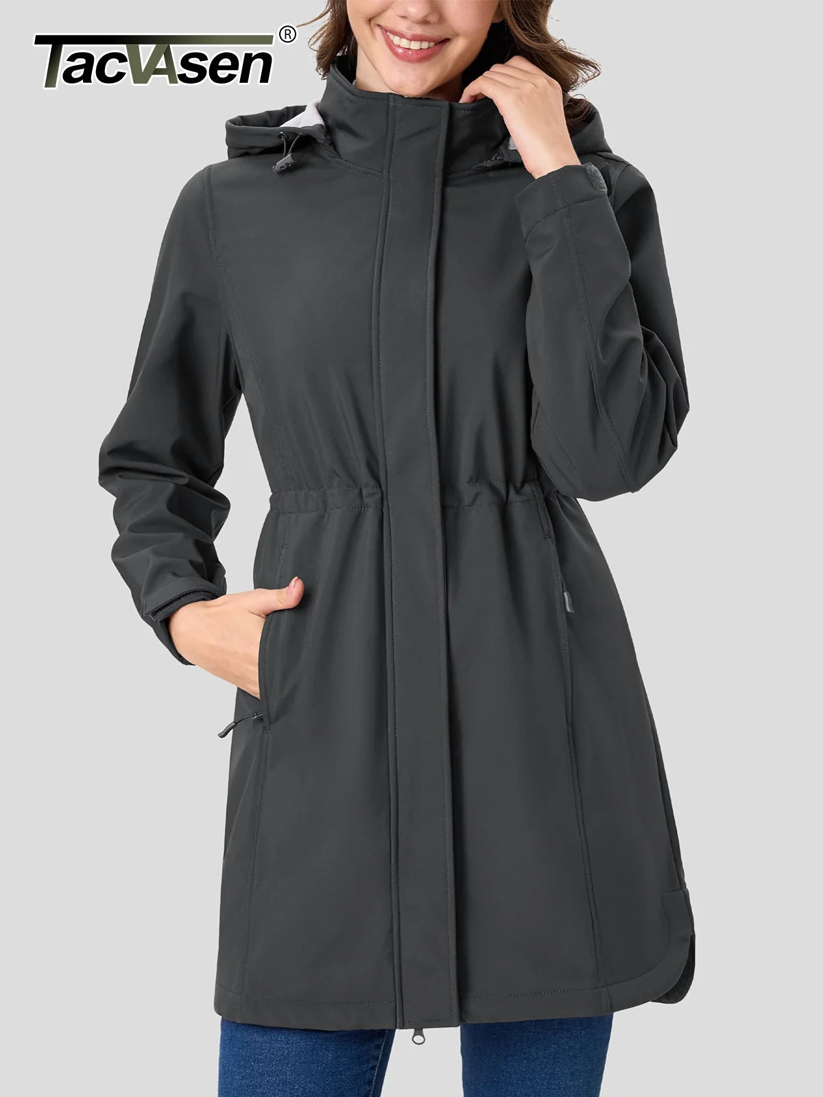 Waterproof Long Hooded Softshell Parka Women