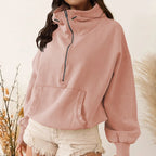 Women's Zip-Up Lazy Style Hoodie-HighTouch
