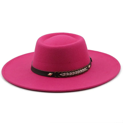 British-Style Wide-Brim Felt Fedora – Adjustable Luxury Jazz & Wedding Hat