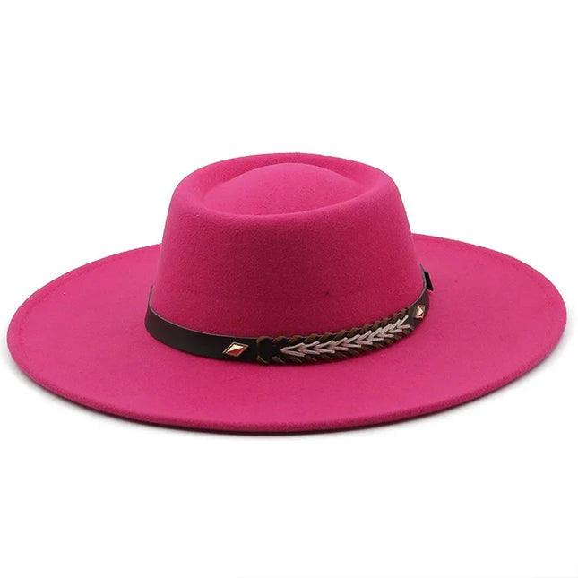 British-Style Wide-Brim Felt Fedora – Adjustable Luxury Jazz & Wedding Hat