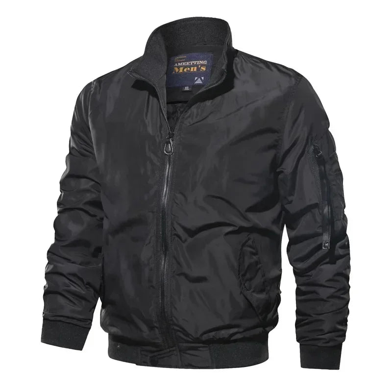 Men’s Slim-Fit Cotton Bomber Jacket-HighTouch