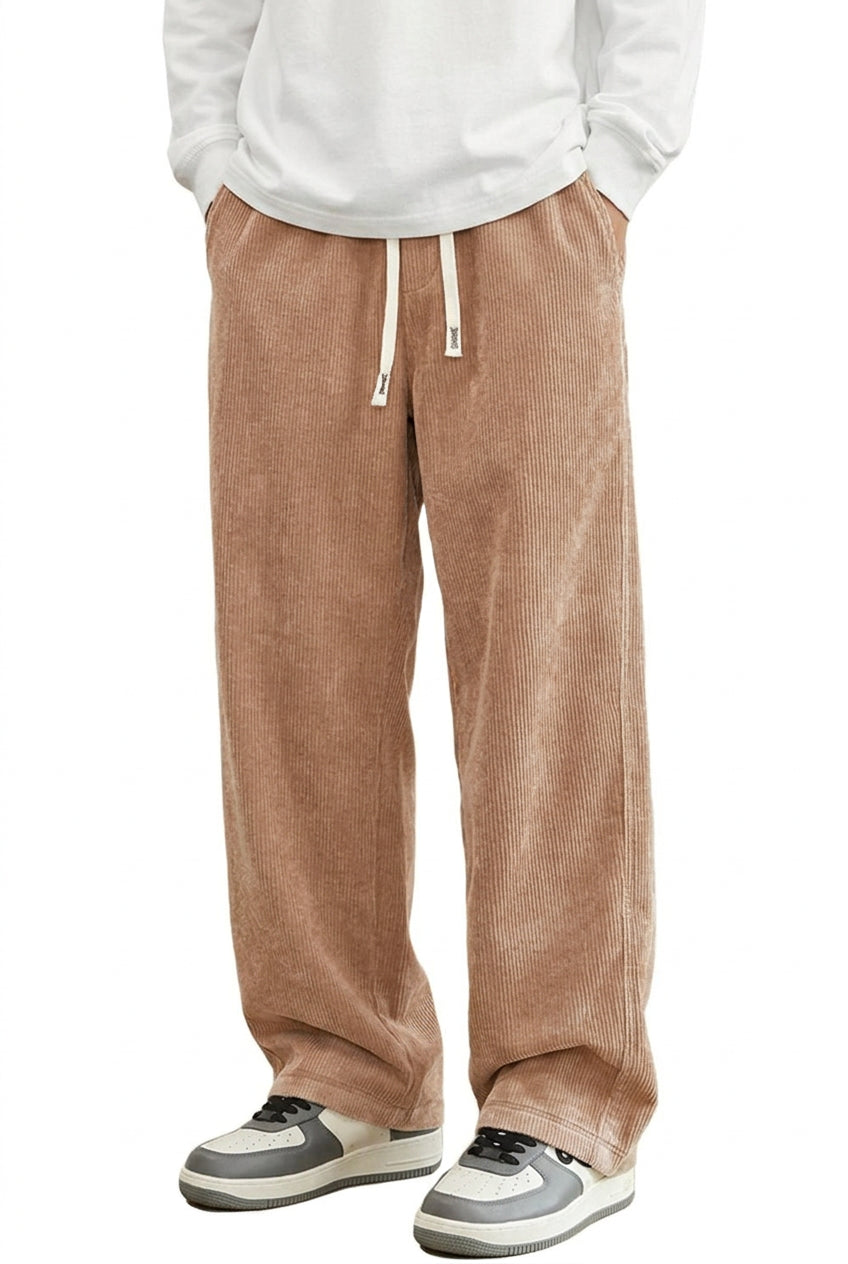 Men’s Loose Fit Corduroy Baggy Trousers-HighTouch