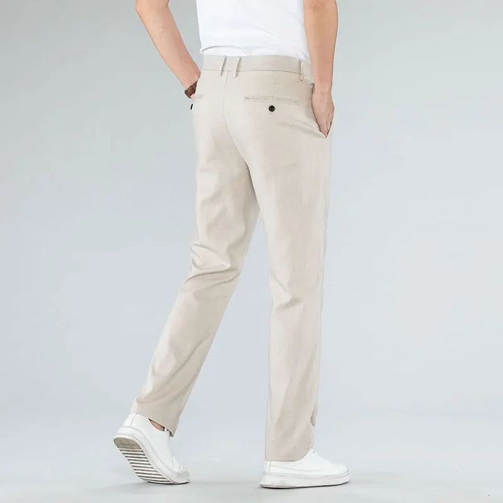 Ultra-Thin Breathable Cotton-Linen Straight Trousers-HighTouch