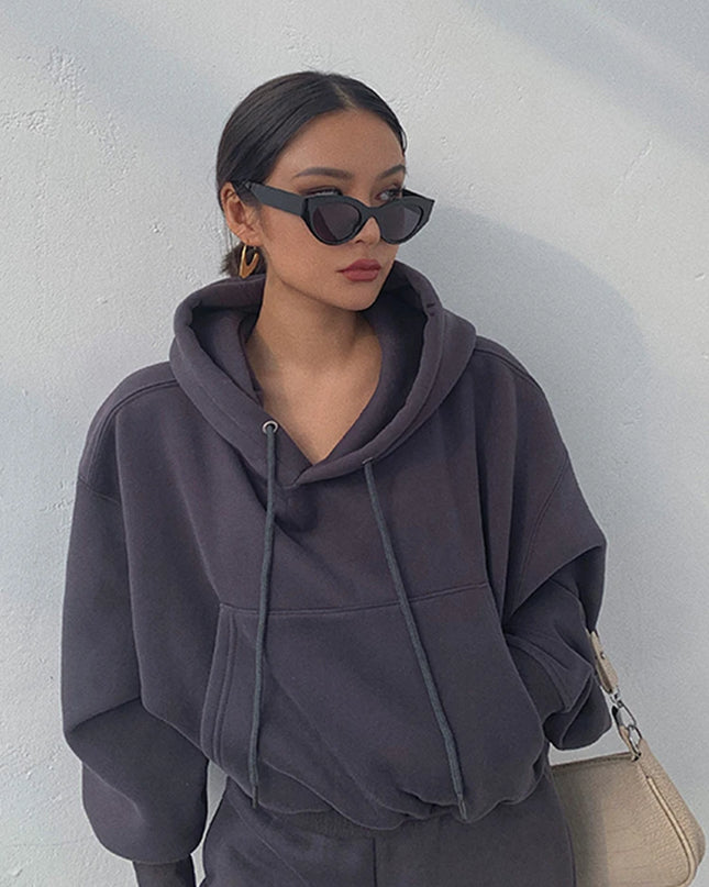 Women’s Fleece Tracksuit Set – Soft Hoodie & Jogger Pants for Cozy Style