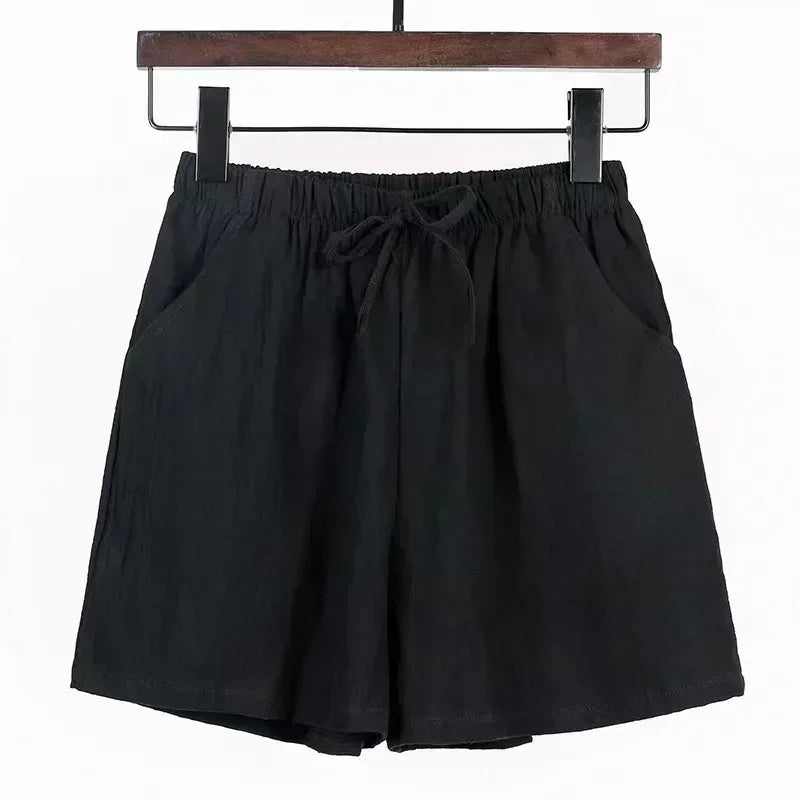 Women’s Cotton‑Linen Wide‑Leg Beach Shorts-HighTouch