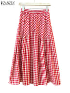Plaid Printed Ruffle Maxi Skirt-HighTouch