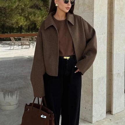 Vintage Brown Wool Zip Jacket