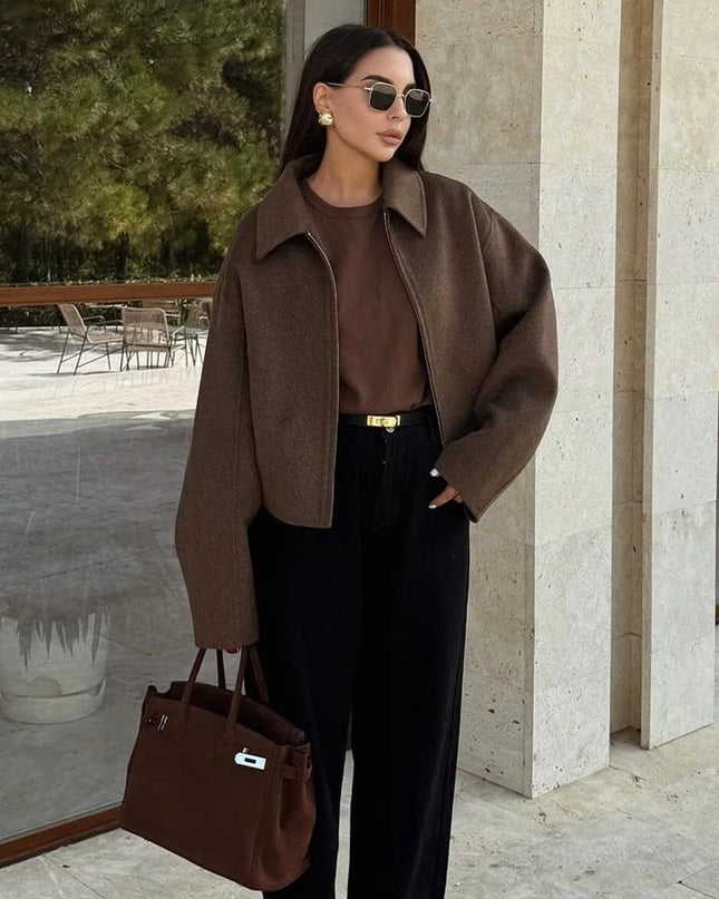 Vintage Brown Wool Zip Jacket