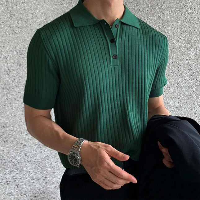 Men’s Retro Striped Polo Shirt – Summer Fashion