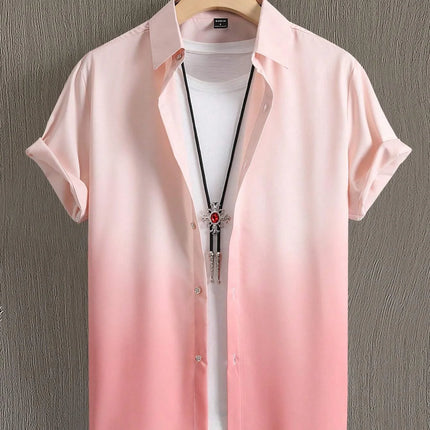 Men’s Gradient 3D Print Short Sleeve Shirt