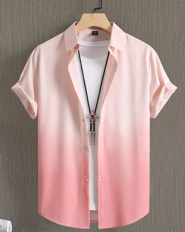 Men’s Gradient 3D Print Short Sleeve Shirt