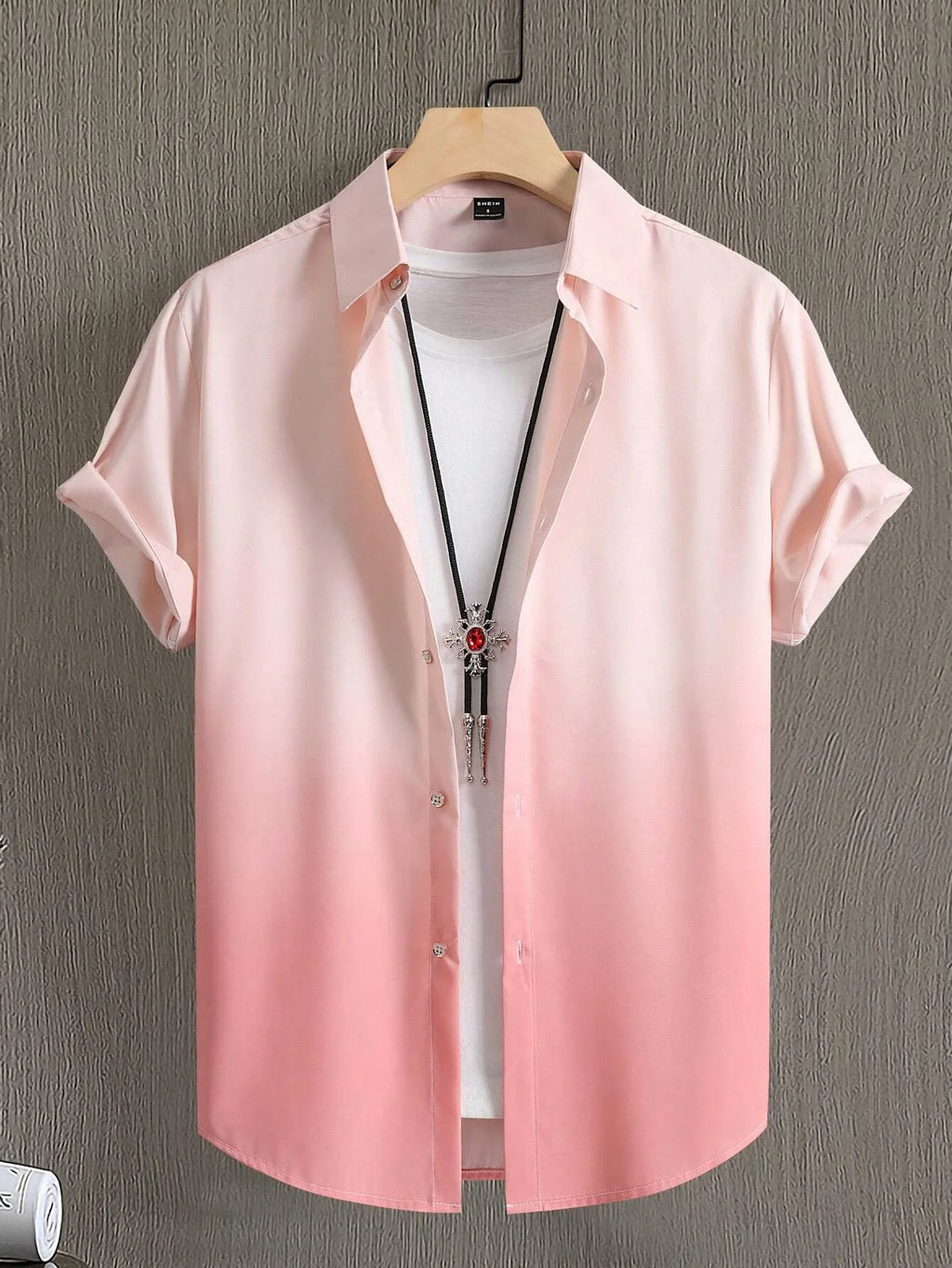 Men’s Gradient 3D Print Short Sleeve Shirt-HighTouch