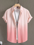 Men’s Gradient 3D Print Short Sleeve Shirt-HighTouch