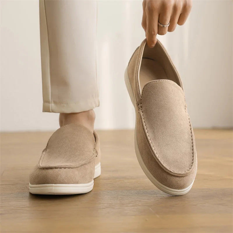 Men’s Frosted Suede Loafers – Lightweight Non-Slip Comfort Shoes-HighTouch