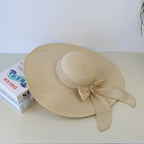Wide-Brim Straw Fedora with Bowknot – Packable Summer Sun Hat-HighTouch