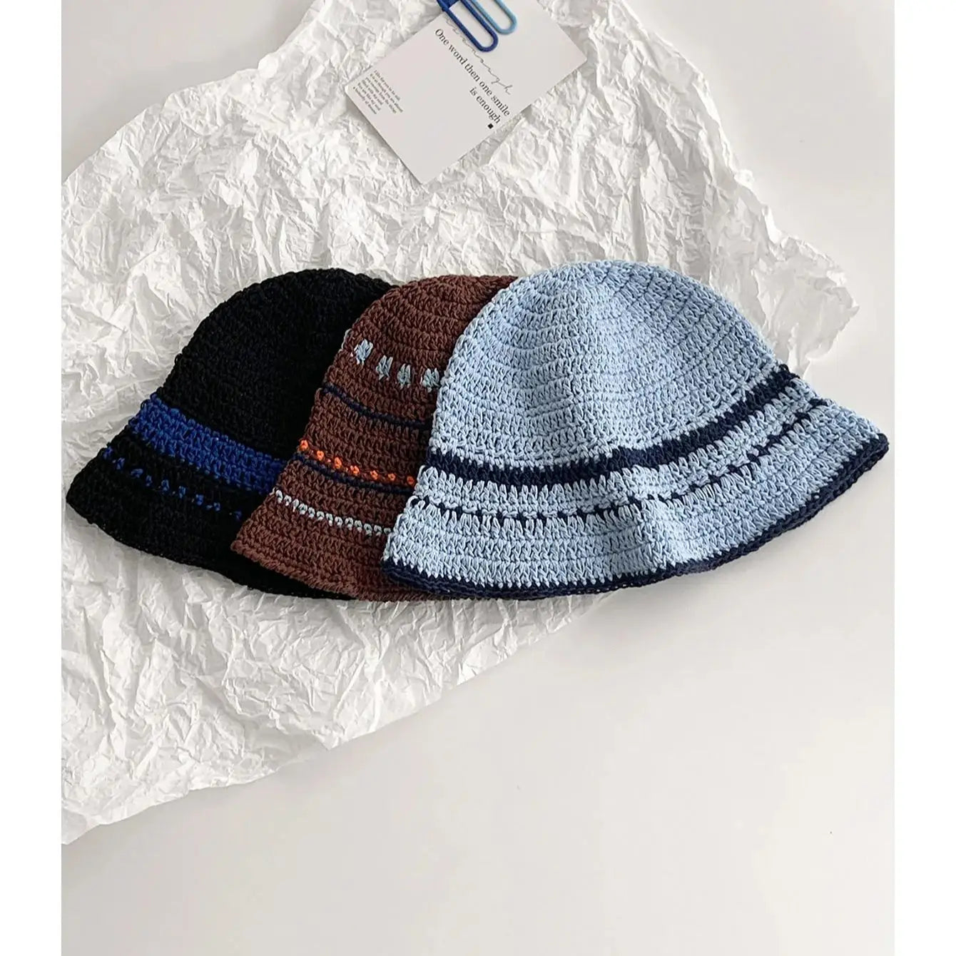 Women's Contrast Striped Knitted Fisherman Bucket Hat