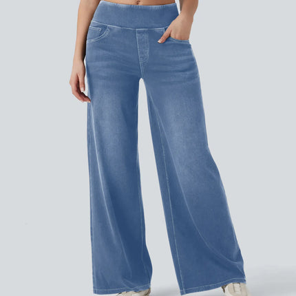 High-Waist Wide-Leg Zip Denim Jeans