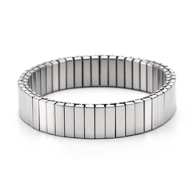 Gold Colour Titanium Steel Heart Elastic Bracelet