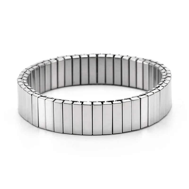 Gold Colour Titanium Steel Heart Elastic Bracelet-HighTouch