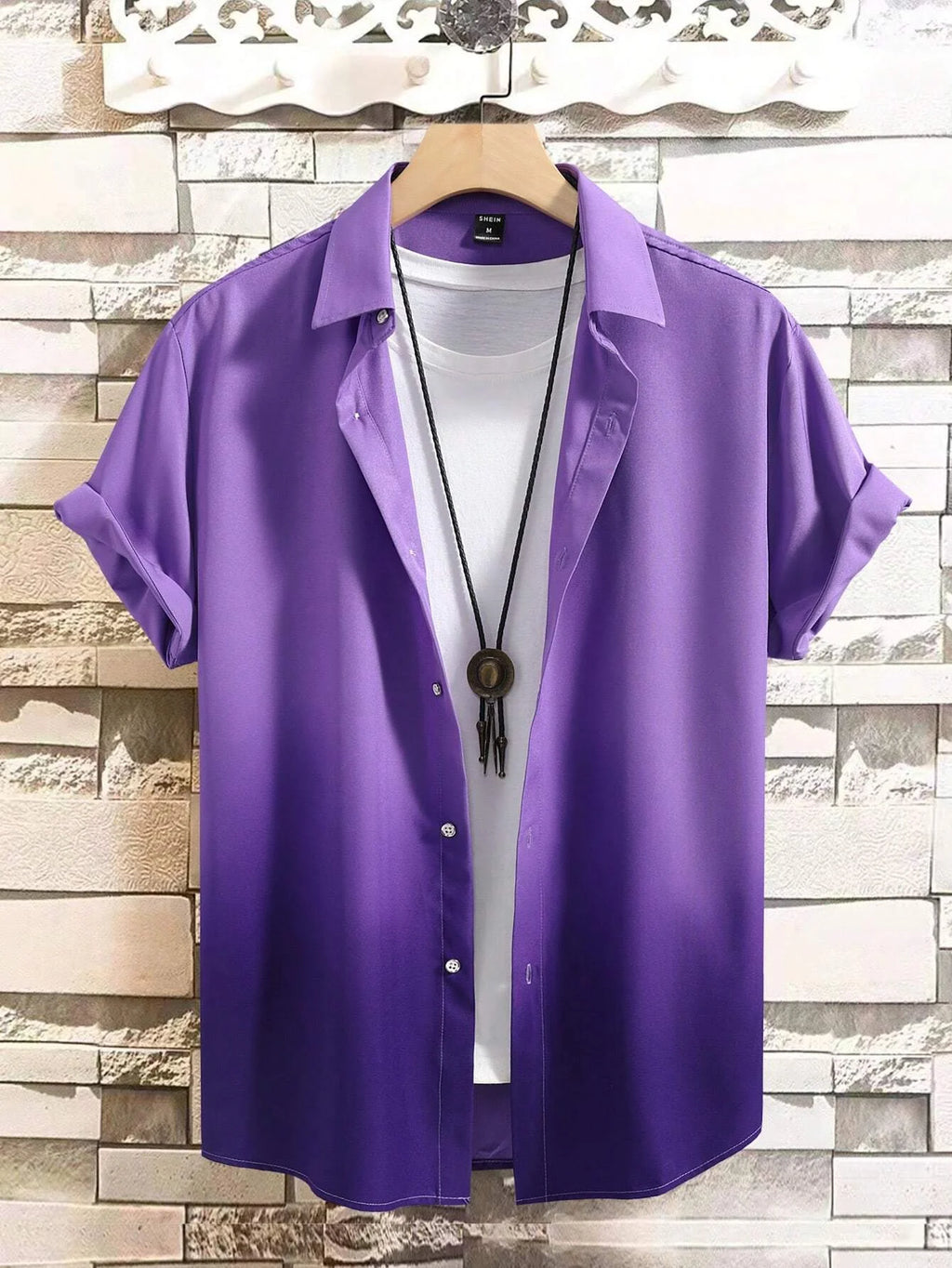 Men’s Gradient 3D Print Short Sleeve Shirt-HighTouch
