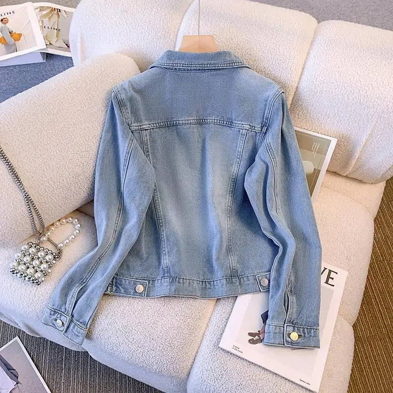 Denim Jacket For Women - Spring Autumn Korean Vintage Jean Coats.