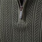 Premium Textured Zip-Collar Polo – Slim Fit Long Sleeve Men’s Business Casual-HighTouch