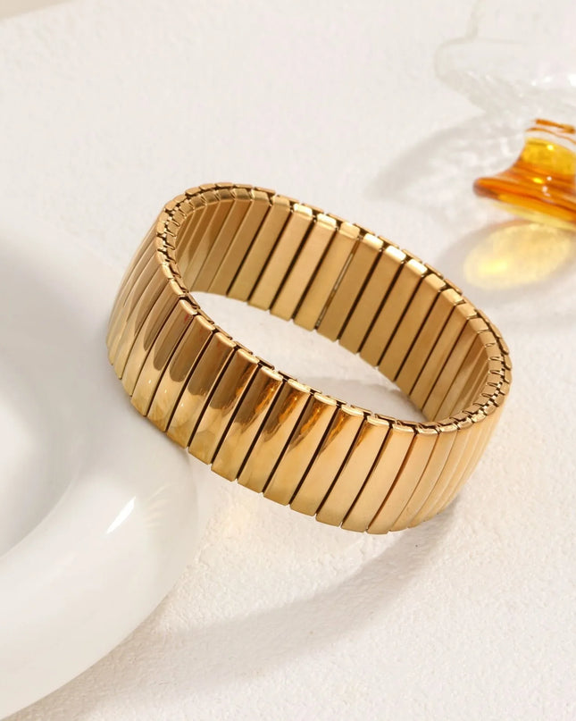 Gold Colour Titanium Steel Heart Elastic Bracelet