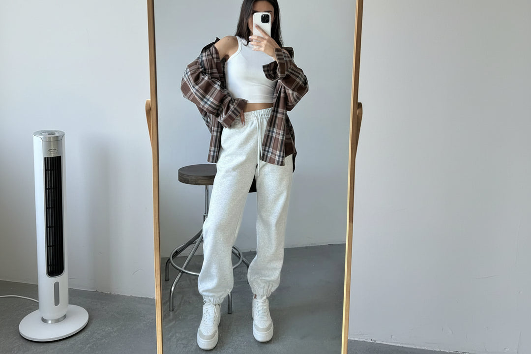 Women High Waist Cotton Sweatpants Oversized Loose Fit-HighTouch