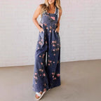 Retro Denim Button-Up Strappy Jumpsuit – Women’s Casual Pocket Overalls Romper-HighTouch