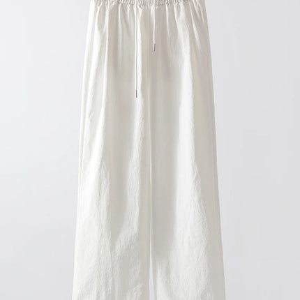 Stay Fresh & Stylish – High-Waist White Wide-Leg Sweatpants